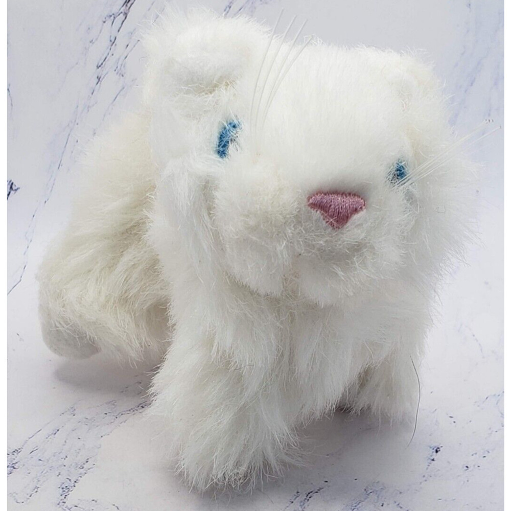 Battat Plush White Kitty Cat Small Stuffed Pink Nose 5 inch Pet